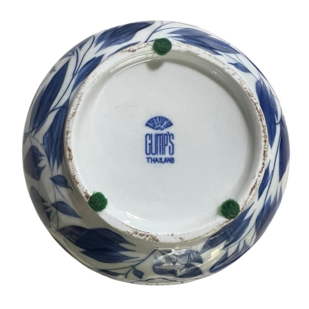 Vintage Gumps Ceramic Floral Vase, Blue and White, Great Condition - 5.5" - Picture 3 of 4